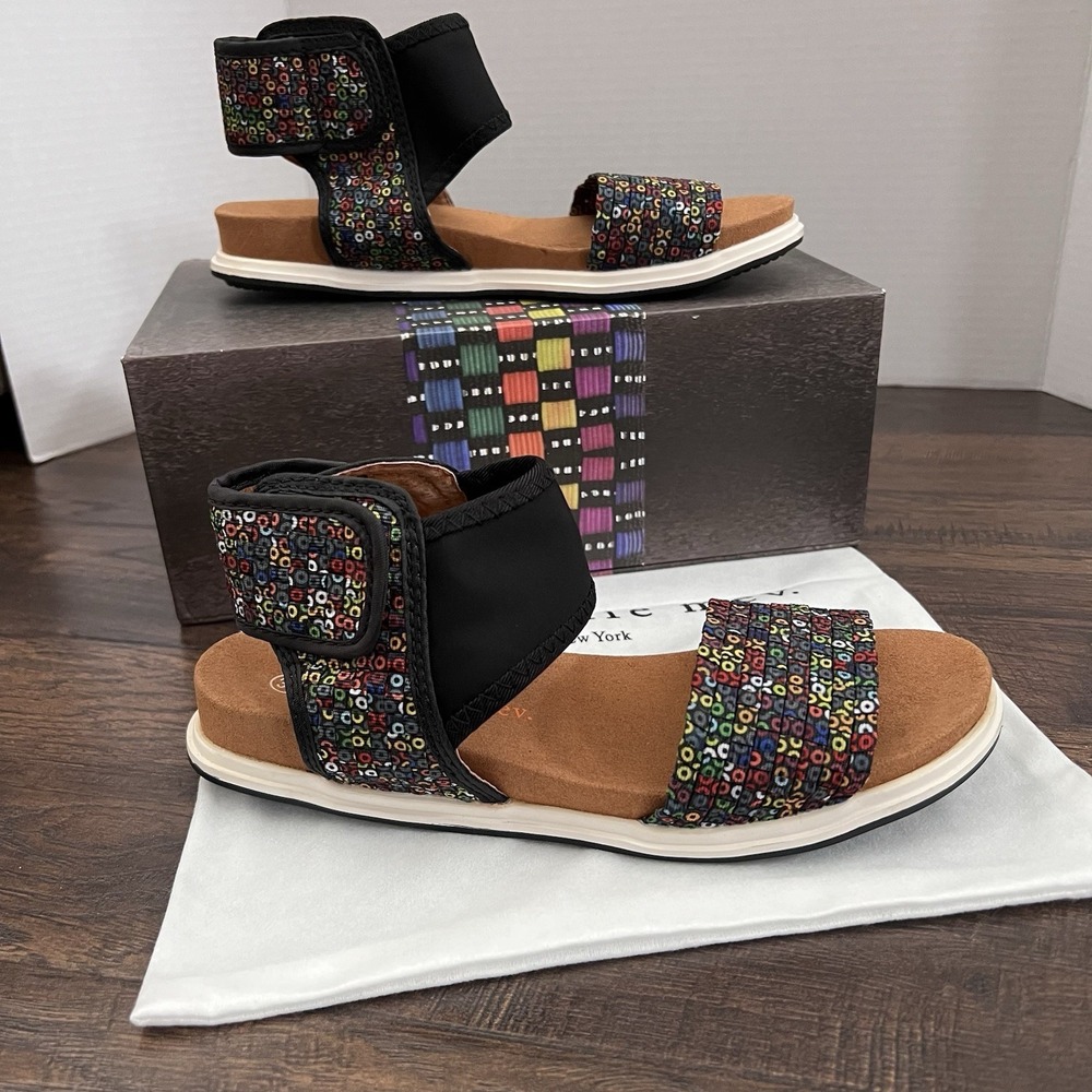 Bernie Mev Sandals Womens US Size 6 EU 37 Rainbow Woven Bianca‎ Dazzle Flat Shoe